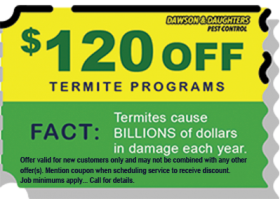 $120 off and Termite Programs